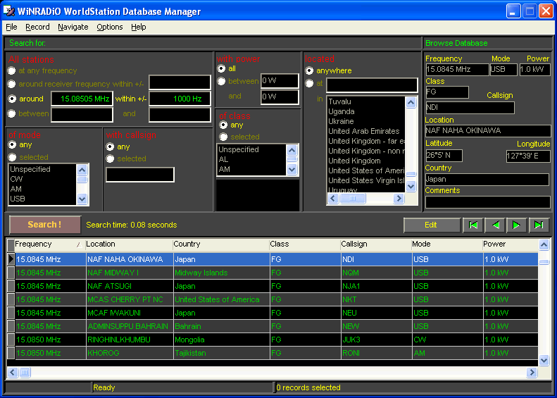 WiNRADiO WorldStation Database