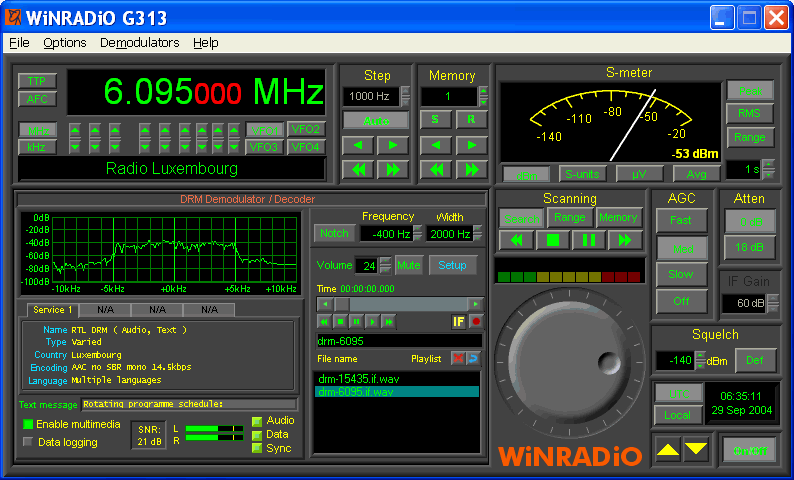 DRM Demodulator/Decoder in G313 receiver panel