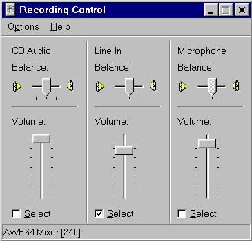 Soun Card Recording Panel